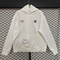 (S-3XL) Retro Embroidered Version Ajax White Thailand Soccer Tracksuit Top With Hat-CS