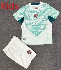 26-27 Portugal Away White&Green Kids/Youth Soccer Uniform-4247
