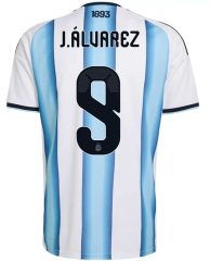 (S-4XL) 26-27 Argentina (J.ÁLVAREZ #9) Home Blue&White Thailand Soccer Jersey AAA