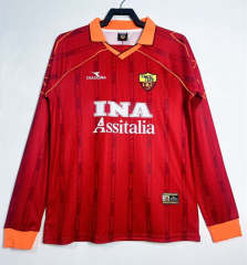 Retro Version 99-00 Roma Home Red LS Thailand Soccer Jersey AAA-811