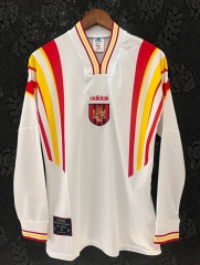 Retro Version 1996 Spain Away White LS Thailand Soccer Jersey AAA-9171
