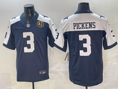 (Logo 1) Dallas Cowboys 3 Generations Blue&White #3 NFL Jersey-0840
