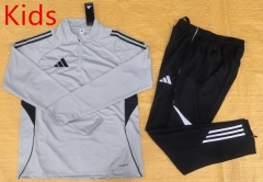 25-26 Adidas Light Grey Kids/Youth Soccer Tracksuit-GDP