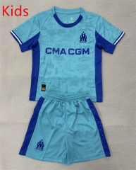 25-26 Olympique de Marseille Goalkeeper Blue Kids/Youth Soccer Uniform-AY