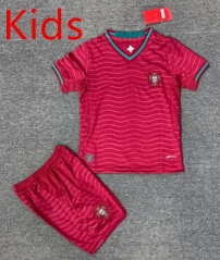 26-27 Portugal Home Red Kids/Youth Soccer Uniform-4247