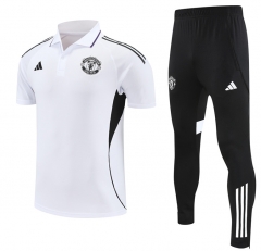 25-26 Manchester United White Thailand Polo Uniform-4627