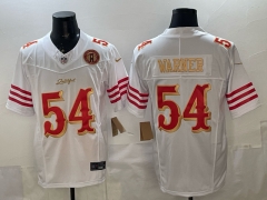 (Logo 4) San Francisco 49ers 5 Generations White #54 NFL Jersey-0840