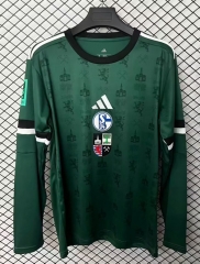(S-4XL) 150th Anniversary Edition Schalke 04 Green LS Thailand Soccer Jersey AAA-2044
