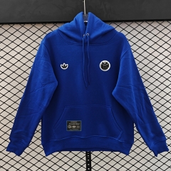 (S-3XL) Retro Embroidered Version Newcastle United Blue Thailand Soccer Tracksuit Top With Hat-CS