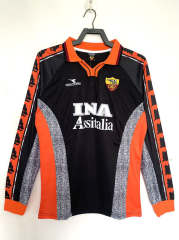 Retro Version 98-99 Roma 2nd Away Black LS Thailand Soccer Jersey AAA-811