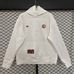 (S-3XL) Retro Embroidered Version Aston Villa White Thailand Soccer Tracksuit Top With Hat-CS