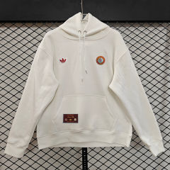 (S-3XL) Retro Embroidered Version Aston Villa White Thailand Soccer Tracksuit Top With Hat-CS