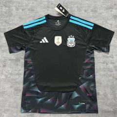(S-4XL) 26-27 Argentina Goalkeeper Black Thailand Soccer Jersey AAA-4506