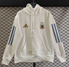 (S-3XL) 2026 World Cup Argentina White Thailand Soccer Tracksuit With Hat-CS