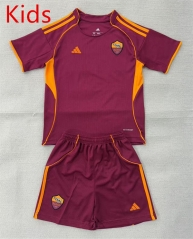 25-26 Roma Home Red Kids/Youth Soccer Uniform-AY
