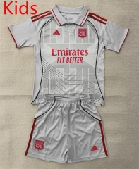 25-26 Olympique Lyonnais 2nd Away Grey Kids/Youth Soccer Uniform-AY