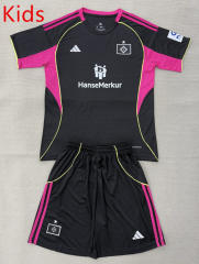 25-26 Hamburger SV 2nd Away Black&Pink Kids/Youth Soccer Uniform-AY