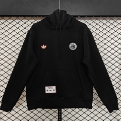 (S-3XL) Retro Embroidered Version Ajax Black Thailand Soccer Tracksuit Top With Hat-CS