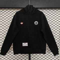 (S-3XL) Retro Embroidered Version Ajax Black Thailand Soccer Tracksuit Top With Hat-CS