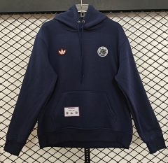 (S-3XL) Retro Embroidered Version Ajax Royal Blue Thailand Soccer Tracksuit Top With Hat-CS