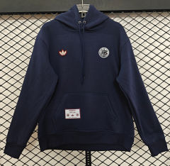 (S-3XL) Retro Embroidered Version Ajax Royal Blue Thailand Soccer Tracksuit Top With Hat-CS