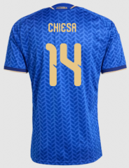 (S-4XL) 26-27 Italy Home Blue (Chiesa #14) Thailand Soccer Jersey AAA