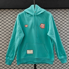 (S-3XL) Retro Embroidered Version Flamengo Laker Green Thailand Soccer Tracksuit Top With Hat-CS