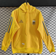 (S-3XL) 2026 World Cup Argentina Yellow Thailand Soccer Tracksuit With Hat-CS