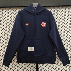 (S-3XL) Retro Embroidered Version Flamengo Royal Blue Thailand Soccer Tracksuit Top With Hat-CS