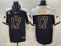 (Logo 1) Buffalo Bills Thanksgiving Version 3 Generations Black Gold font #17 NFL Jersey-0840