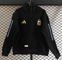 (S-3XL) 2026 World Cup Argentina Black Thailand Soccer Tracksuit With Hat-CS