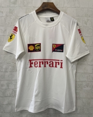 (S-3XL) Casual Version Ferrari White Round Collar Formula One Racing Suit