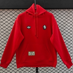 (S-3XL) Retro Embroidered Version Juventus Red Thailand Soccer Tracksuit Top With Hat-CS