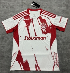 (S-4XL) 25-26 Olympiacos F.C. Away White&Red Thailand Soccer Jersey AAA-4506