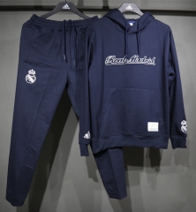 25-26 Real Madrid Royal Blue Thailand Soccer Tracksuit Uniform With Hat-4563