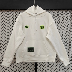 (S-3XL) Retro Embroidered Version Celtic White Thailand Soccer Tracksuit Top With Hat-CS