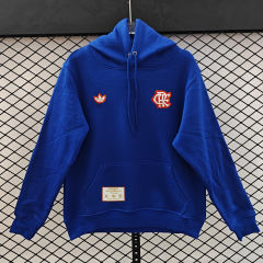 (S-3XL) Retro Embroidered Version Flamengo Blue Thailand Soccer Tracksuit Top With Hat-CS