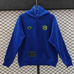 (S-3XL) Retro Embroidered Version Celtic Blue Thailand Soccer Tracksuit Top With Hat-CS