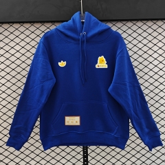(S-3XL) Retro Embroidered Version Roma Blue Thailand Soccer Tracksuit Top With Hat-CS