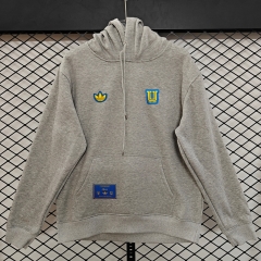 (S-3XL) Retro Embroidered Version Tigres UANL Grey Thailand Soccer Tracksuit With Hat-CS