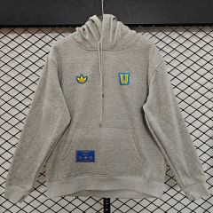 (S-3XL) Retro Embroidered Version Tigres UANL Grey Thailand Soccer Tracksuit With Hat-CS