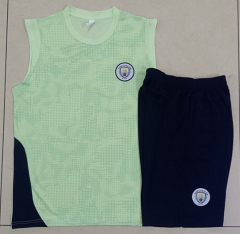 25-26 Manchester City Light Green Inkjet Vest Thailand Soccer Tracksuit Uniform-815