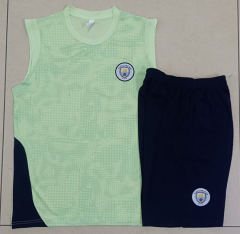 25-26 Manchester City Light Green Inkjet Vest Thailand Soccer Tracksuit Uniform-815