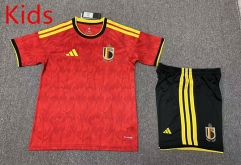 26-27 Belgium Home Red Kids/Youth Soccer Uniform-4247