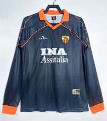 Retro Version 99-00 Roma 2nd Away Black&Gray LS Thailand Soccer Jersey AAA-811