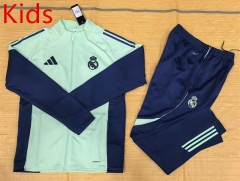 25-26 Real Madrid Light Green Kids/Youth Soccer Jacket Uniform-GDP
