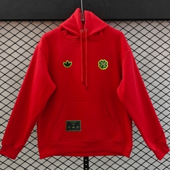 (S-3XL) Retro Embroidered Version Celtic Red Thailand Soccer Tracksuit Top With Hat-CS