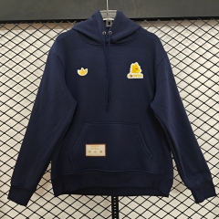 (S-3XL) Retro Embroidered Version Roma Royal Blue Thailand Soccer Tracksuit Top With Hat-CS