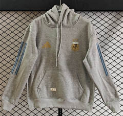 (S-3XL) 2026 World Cup Argentina Grey Thailand Soccer Tracksuit With Hat-CS