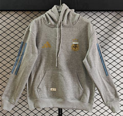 (S-3XL) 2026 World Cup Argentina Grey Thailand Soccer Tracksuit With Hat-CS